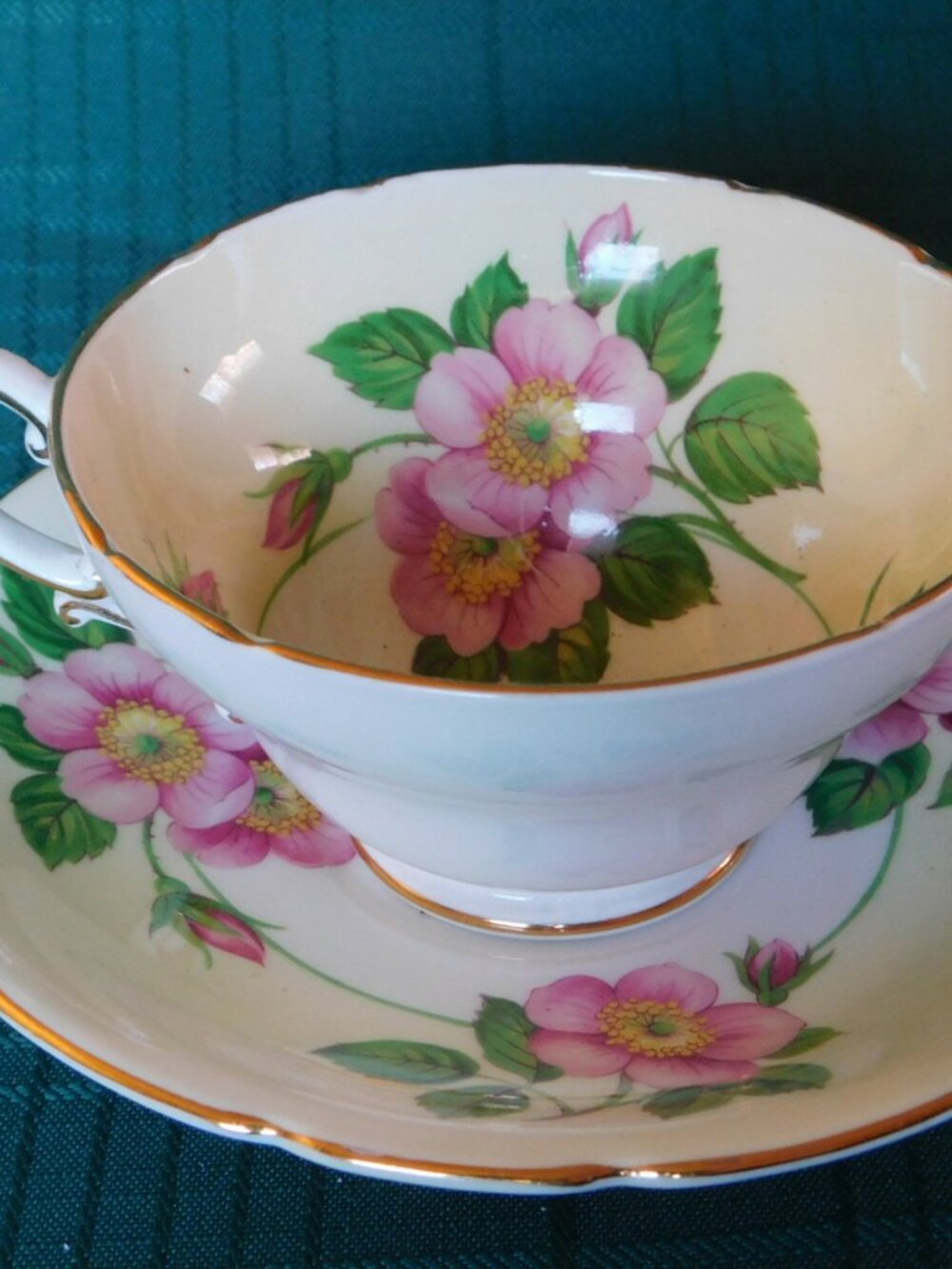 Stanley Fine Bone China Cup & Saucer – Pink Floral Vintage England Set